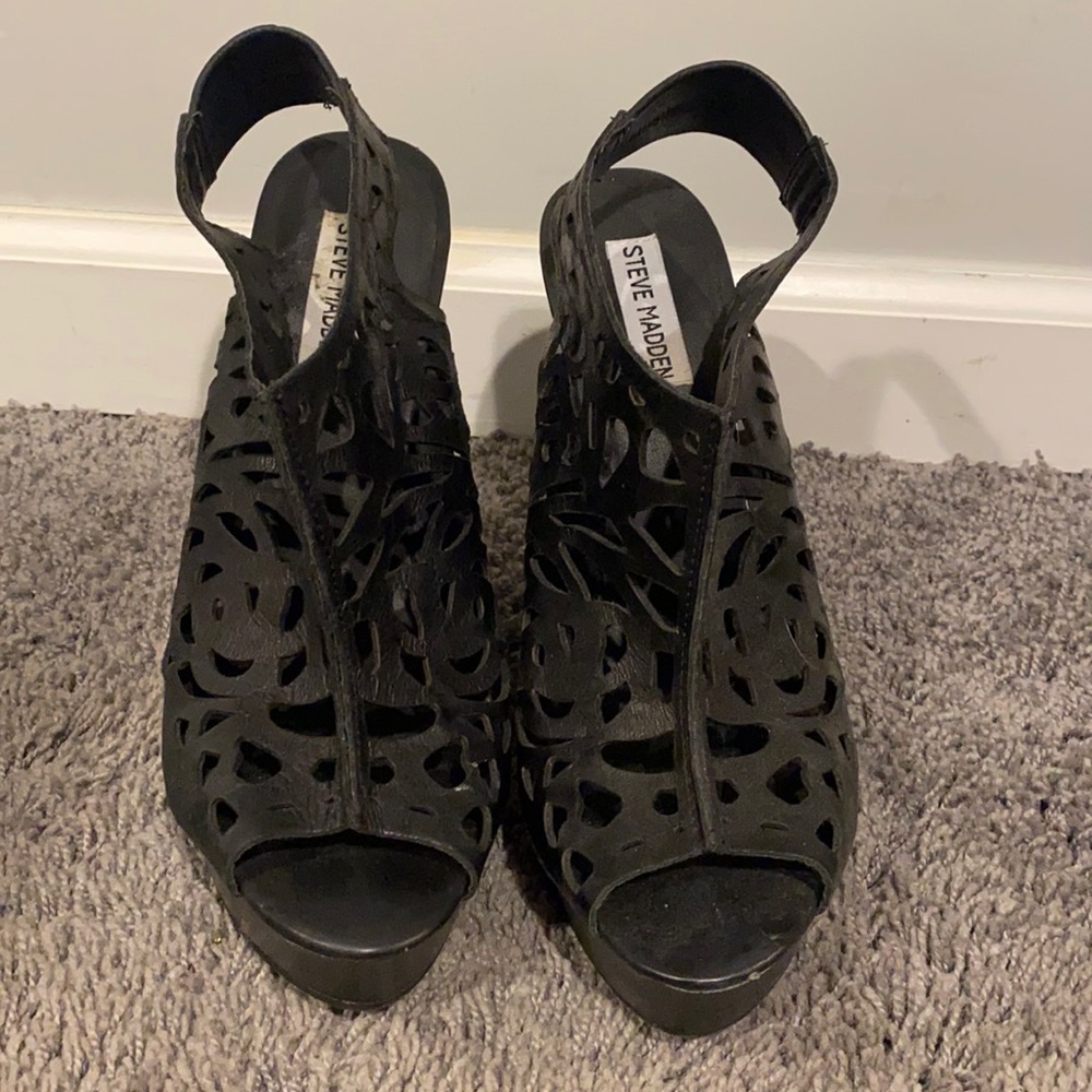 COPY - Steve Madden black wedges. Size 9.5